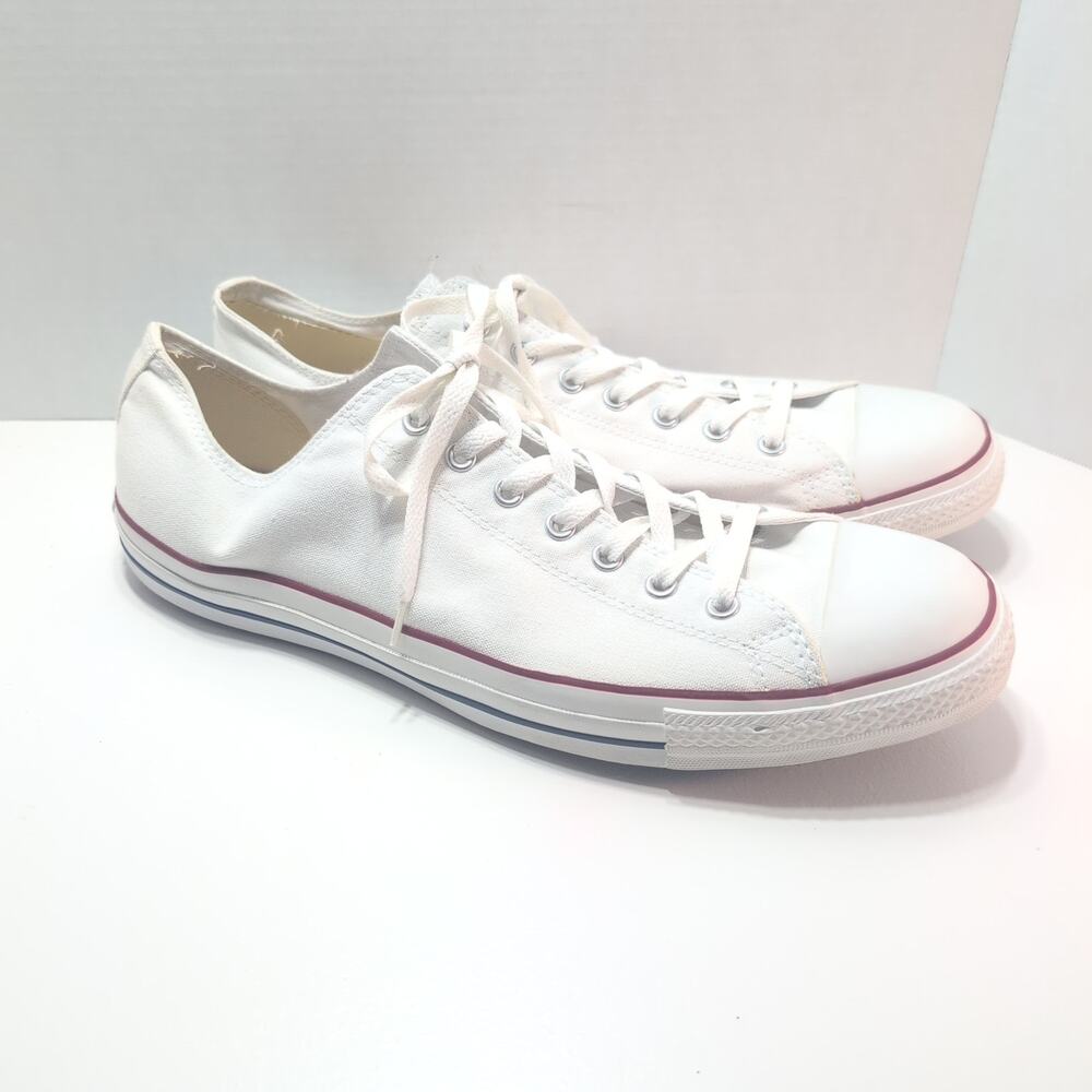 Converse All Star Lace Up Sneakers White Red/Blue Stripe Men's 17